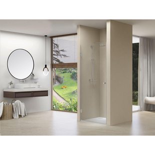 Van Rijn Products ST01 Nisdeur - 100x200cm - helder clearglas - dikte 8mm - incl. dichtingen - chroom ST01LP100100