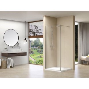 Van Rijn Products ST01 Vaste wand - 110x200cm - helder glas - dikte 8mm - met haaks deel - links en rechts ST01600110ZW