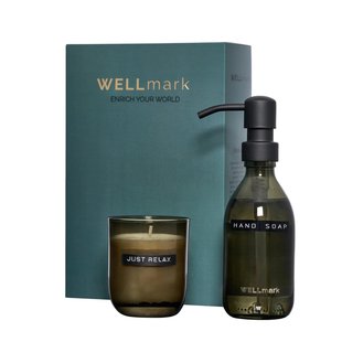 Wellmark Discover giftset - handzeep en geurkaars - dark amber - smokey zwart glas 8720828222805