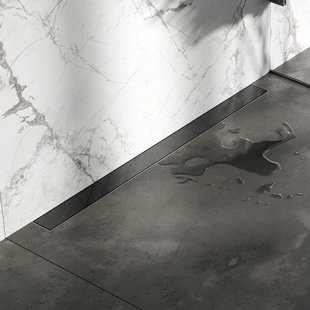 Brauer Douchegoot - 90x7.5cm - muurflens - tegelinlegrooster omkeerbaar - RVS - geborsteld gunmetal DR-MRFW90GM