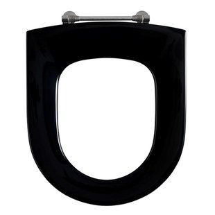 Pressalit Projecta-D closetzitting zonder deksel m. vast scharnier m. doorlopende pen zwart 171111-d28999