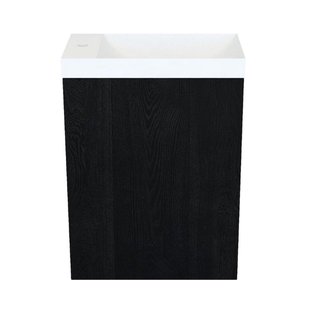 Arcqua Marble Fonteinset - 40x22x54.5cm - fontein mat wit - met overloop - oak black FNK499411
