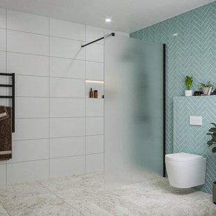 Fortifura Galeria inloopdouche - 110x200cm - mat glas - wandarm - mat zwart SW915251/SW797905