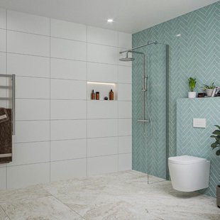 Fortifura Galeria inloopdouche - 30x200cm - helder glas - wandarm - chroom SW797909/SW797904