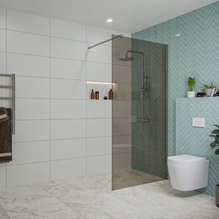 Fortifura Galeria inloopdouche - 100x200cm - rookglas - wandarm - chroom SW797940/SW797904