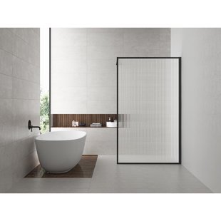 Wiesbaden Square inloopdouche 900 x 2000 x 8 mm nano geribbeld helder glas/mat zwart 20.3320