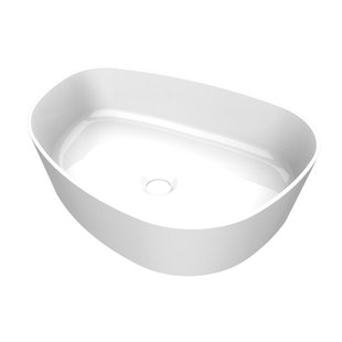 Arcqua Rocker waskom - 50x37x13cm - opbouw - rechts - organisch - cast marble wit glans WAS102200