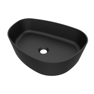 Arcqua Rocker waskom - 50x37x13cm - opbouw - rechts - organisch - cast marble zwart mat WAS123440