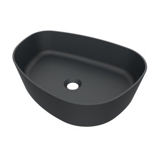 Arcqua Rocker waskom - 50x37x13cm - opbouw - rechts - organisch - cast marble antraciet mat WAS469104