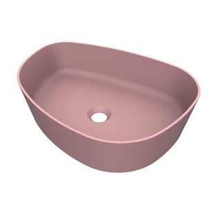 Arcqua Rocker waskom - 50x37x13cm - opbouw - rechts - organisch - cast marble roze mat WAS409910