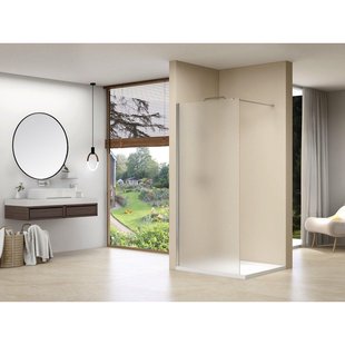 Van Rijn Products ST01 Vaste wand - 88x200cm - gesatineerd glas - dikte 8mm - muurprofiel - stabilisatiestang - chroom ST0190PRGS
