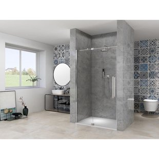 Van Rijn Products ST08 Nis Draaideur - 110x200cm - helder glas - dikte 8mm - 2 delig - muurprofiel - stabilisatiestang - Chroom ST08300110HECH