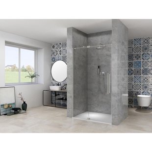 Van Rijn Products ST08 Nis Draaideur - 120x200cm - helder glas - dikte 8mm - 2 delig - muurprofiel - stabilisatiestang - RVS ST08300120HEBN