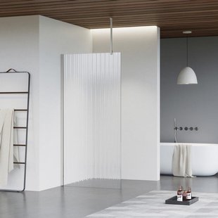 Fortifura Galeria inloopdouche - 120x200cm - ribbelglas - plafondarm - Geborsteld RVS PVD (RVS) SW797953/SW797908/SW804544