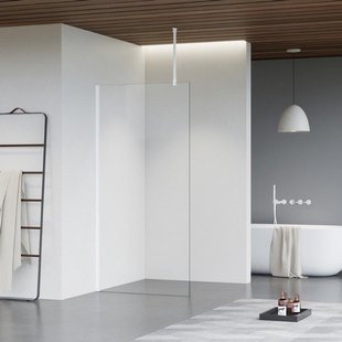 Fortifura Galeria inloopdouche - 140x200cm - helder glas - plafondarm - mat wit SW797916/SW797906/SW804546