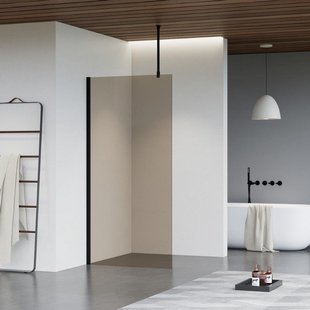 Fortifura Galeria inloopdouche - 120x200cm - rookglas - plafondarm - mat zwart SW797944/SW797905/SW804542