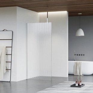 Fortifura Galeria inloopdouche - 40x200cm - ribbelglas - plafondarm - chroom SW797948/SW797904/SW804541