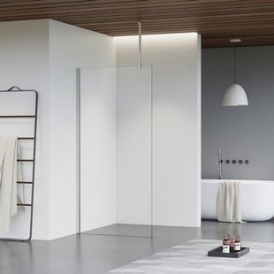 Fortifura Galeria inloopdouche - 50x200cm - helder glas - plafondarm - Geborsteld RVS PVD (RVS) SW797919/SW797908/SW804544