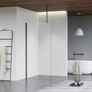 Fortifura Galeria inloopdouche - 60x200cm - helder glas - plafondarm - Geborsteld Gunmetal PVD SW797912/SW797907/SW804545