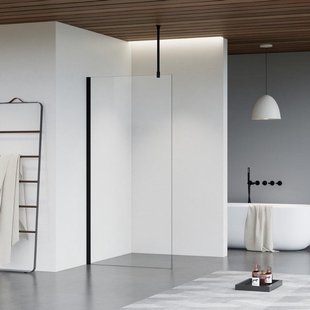 Fortifura Galeria inloopdouche - 90x200cm - helder glas - plafondarm - mat zwart SW797926/SW797905/SW804542