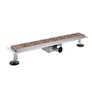 Fortifura Galeria douchegoot - 180cm - met vloerflens - met rooster - Geborsteld koper PVD (Koper) SW719879 / SW956239