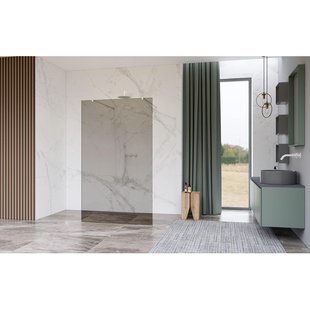 Fortifura Galeria Vrijstaande Inloopdouche - 180x200cm - Rookglas - antikalk - 8mm veiligheidsglas - wandsteunen - Wit mat SW927768 2x/SW797943