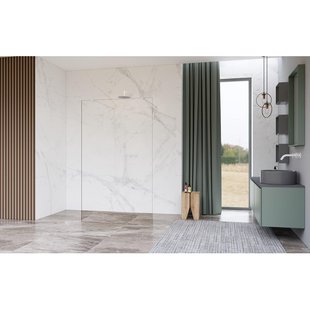 Fortifura Galeria Vrijstaande Inloopdouche - 120x200cm - Helder - antikalk - 8mm veiligheidsglas - wandsteunen - Wit mat SW927768 2x/SW797917