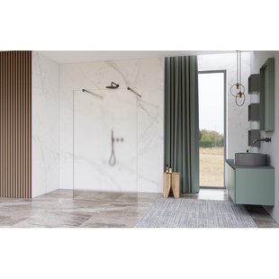 Fortifura Galeria Vrijstaande Inloopdouche - 100x200cm - Glas mat - antikalk - 8mm veiligheidsglas - wandsteunen - Geborsteld Gunmetal PVD SW927771 2x/SW797927