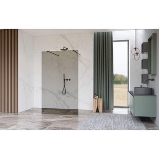 Fortifura Galeria Vrijstaande Inloopdouche - 180x200cm - Rookglas - antikalk - 8mm veiligheidsglas - wandsteunen - Geborsteld Gunmetal PVD SW927771 2x/SW797943