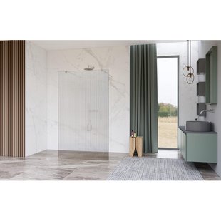 Fortifura Galeria Vrijstaande Inloopdouche - 160x200cm - Helder geribbeld - antikalk - 8mm veiligheidsglas - wandsteunen - Geborsteld RVS PVD (RVS) SW927769 2x/SW797956