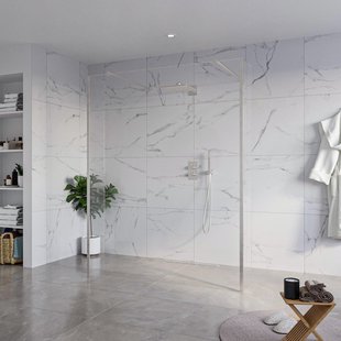 Fortifura Galeria Vrijstaande Inloopdouche - 160x200cm - Helder - antikalk - 8mm veiligheidsglas - 2 zijwanden 30cm - wandsteunen en hoekprofielen - Geborsteld RVS PVD (RVS) SW927769 2x/SW797918/SW797909 2x/SW798730 2x