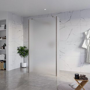 Fortifura Galeria Vrijstaande Inloopdouche - 110x200cm - Glas mat - antikalk - 8mm veiligheidsglas - 2 zijwanden 30cm - wandsteunen en hoekprofielen - Geborsteld Gunmetal PVD SW927771 2x/SW915251/SW797931 2x/SW798732 2x