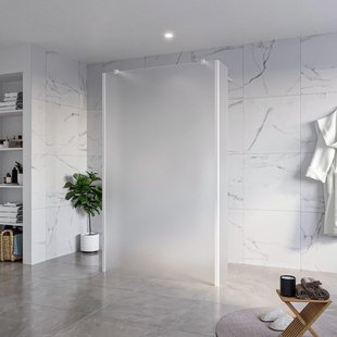 Fortifura Galeria Vrijstaande Inloopdouche - 120x200cm - Glas mat - antikalk - 8mm veiligheidsglas - 2 zijwanden 30cm - wandsteunen en hoekprofielen - Wit mat SW927768 2x/SW797928/SW797931 2x/SW541264 2x