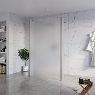 Fortifura Galeria Vrijstaande Inloopdouche - 120x200cm - Glas mat - antikalk - 8mm veiligheidsglas - 2 zijwanden 30cm - wandsteunen en hoekprofielen - Geborsteld Gunmetal PVD SW927771 2x/SW797928/SW797931 2x/SW798732 2x