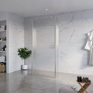 Fortifura Galeria Vrijstaande Inloopdouche - 90x200cm - Helder geribbeld - antikalk - 8mm veiligheidsglas - 2 zijwanden 30cm - wandsteunen en hoekprofielen - Geborsteld RVS PVD (RVS) SW927769 2x/SW797951/SW797945 2x/SW798730 2x