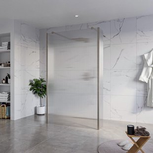 Fortifura Galeria Vrijstaande Inloopdouche - 120x200cm - Helder geribbeld - antikalk - 8mm veiligheidsglas - 2 zijwanden 30cm - wandsteunen en hoekprofielen - Geborsteld Gunmetal PVD SW927771 2x/SW797953/SW797945 2x/SW798732 2x