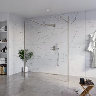 Fortifura Galeria Vrijstaande Inloopdouche - 160x200cm - Helder - antikalk - 8mm veiligheidsglas - 2 zijwanden 40cm - wandsteunen en hoekprofielen - Geborsteld Gunmetal PVD SW927771 2x/SW797918/SW797911 2x/SW798732 2x