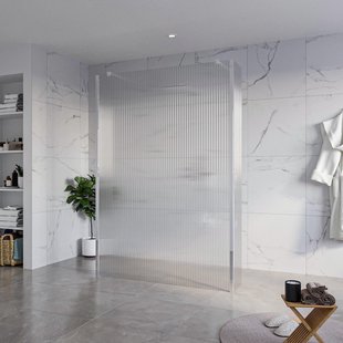 Fortifura Galeria Vrijstaande Inloopdouche - 140x200cm - Helder geribbeld - antikalk - 8mm veiligheidsglas - 2 zijwanden 40cm - wandsteunen en hoekprofielen - Chroom SW927766 2x/SW797954/SW797948 2x/SW358024 2x