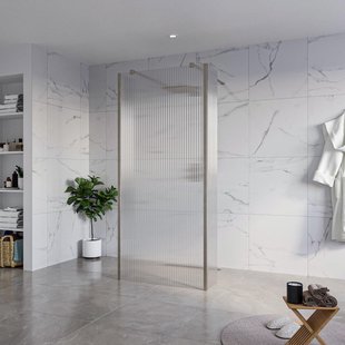 Fortifura Galeria Vrijstaande Inloopdouche - 90x200cm - Helder geribbeld - antikalk - 8mm veiligheidsglas - 2 zijwanden 40cm - wandsteunen en hoekprofielen - Geborsteld Gunmetal PVD SW927771 2x/SW797951/SW797948 2x/SW798732 2x