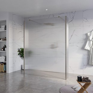 Fortifura Galeria Vrijstaande Inloopdouche - 160x200cm - Helder geribbeld - antikalk - 8mm veiligheidsglas - 2 zijwanden 40cm - wandsteunen en hoekprofielen - Geborsteld Gunmetal PVD SW927771 2x/SW797956/SW797948 2x/SW798732 2x