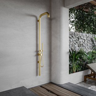 Fortifura Outdoor Original Buitendouche - RVS 316 - handdouche - wandmodel - Geborsteld Messing PVD (Goud) ML9010-BB