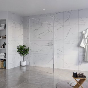 Fortifura Galeria Vrijstaande Inloopdouche - 100x200cm - Helder - antikalk - 8mm veiligheidsglas - 2 zijwanden 40cm - wandsteunen en hoekprofielen - Chroom SW927766 2x/SW797915/SW797911 2x/SW358024 2x