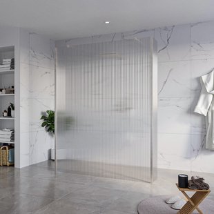 Fortifura Galeria Vrijstaande Inloopdouche - 160x200cm - Helder geribbeld - antikalk - 8mm veiligheidsglas - 2 zijwanden 40cm - wandsteunen en hoekprofielen - Geborsteld RVS PVD (RVS) SW927769 2x/SW797956/SW797948 2x/SW798730 2x