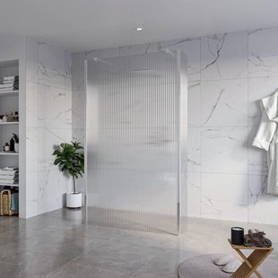 Fortifura Galeria Vrijstaande Inloopdouche - 120x200cm - Helder geribbeld - antikalk - 8mm veiligheidsglas - 2 zijwanden 30cm - wandsteunen en hoekprofielen - Chroom SW927766 2x/SW797953/SW797945 2x/SW358024 2x