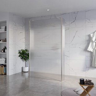 Fortifura Galeria Vrijstaande Inloopdouche - 120x200cm - Helder geribbeld - antikalk - 8mm veiligheidsglas - 2 zijwanden 30cm - wandsteunen en hoekprofielen - Geborsteld RVS PVD (RVS) SW927769 2x/SW797953/SW797945 2x/SW798730 2x