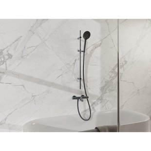 Fortifura Calvi Badkraan - met glijstangset - ronde handdouche - metalen doucheslang - geborsteld gunmetal PVD SW767491/SW799451/SW706207/SW720225