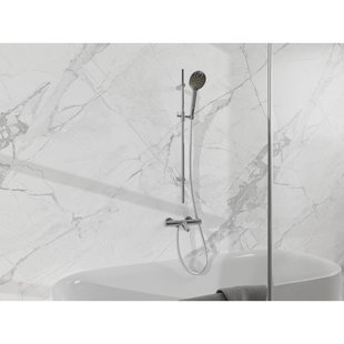 Fortifura Calvi Badkraan - met glijstangset - ronde handdouche gladde doucheslang - chroom SW767487/SW496814/SW706209/SW720223