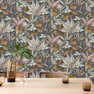 Vliesbehang Stefanie - Blauw - 10,05 M X 53 Cm