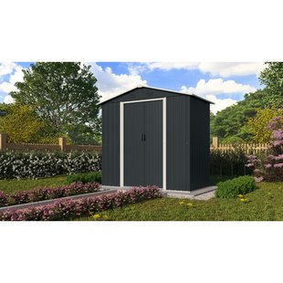 Pergart Tuinhuis Düsseldorf Ii 64 - Gegalvaniseerd Plaatstaal - Leisteen/wit - 194x110x184cm