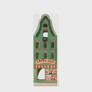 Sissy-Boy Donkergroen snoepwinkel waxinelichthuisje (8,5x6,5x25 cm)